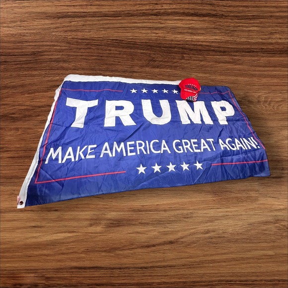 Trump 2024 Hat & Flag Set MAGA Keep America Great Patriotic Political - Picture 10 of 10